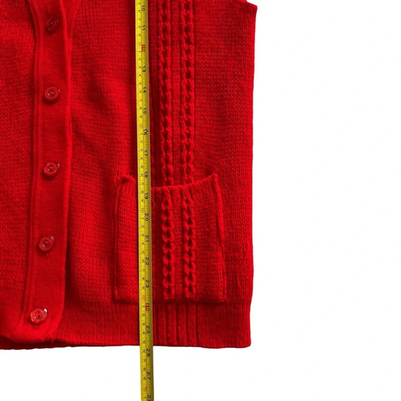 College Point Vintage Acrylic Knit Vest Red Size Large - Picture 6 of 7